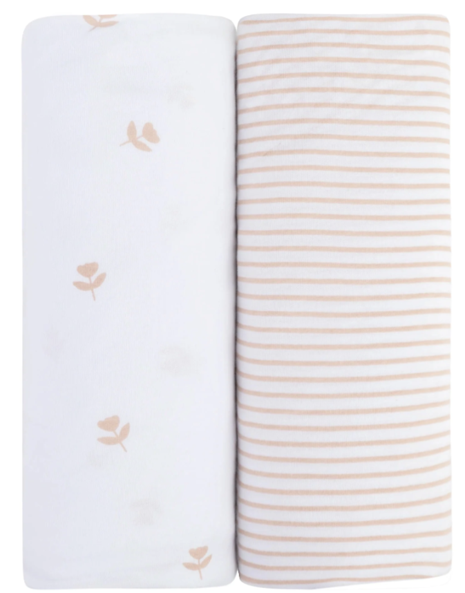 Elys & Co Mauve Tulip Print - Porta Crib Sheets