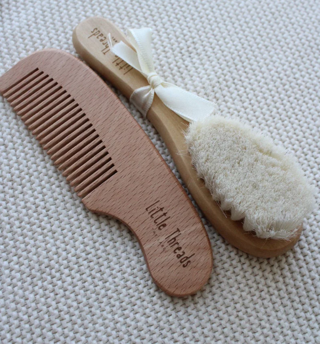 Little Threads Wooden Baby Brush & Comb Set