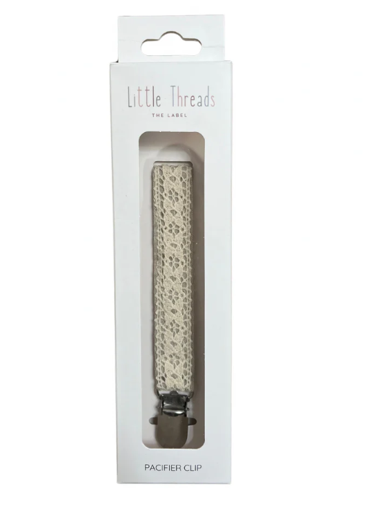 Little Threads Crotchet Pacifier Clip - Taupe