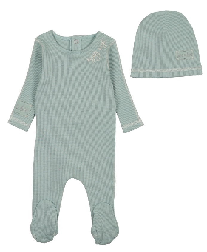 Bee & Dee Contrast Footie & Beanie - Aqua