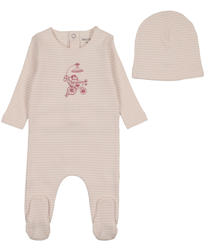 Bee & Dee Carriage Sketch Footie & Beanie- Pinkalicious