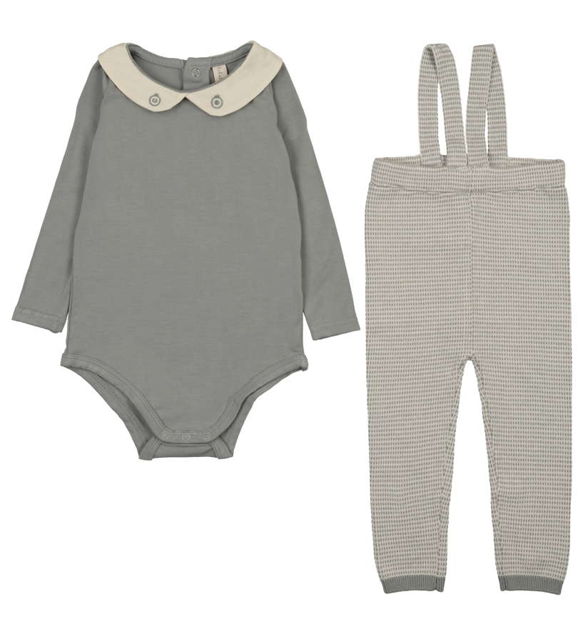 Lilette Two Tone Knit Suspender Set - Light Blue