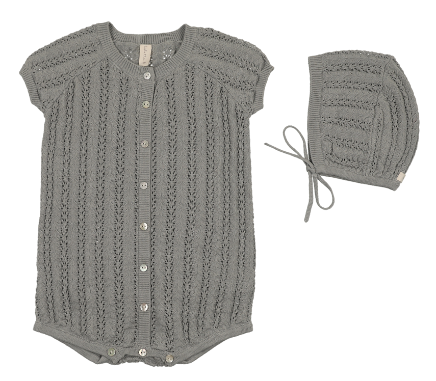 Lilette Crochet Knit Romper - Light Blue