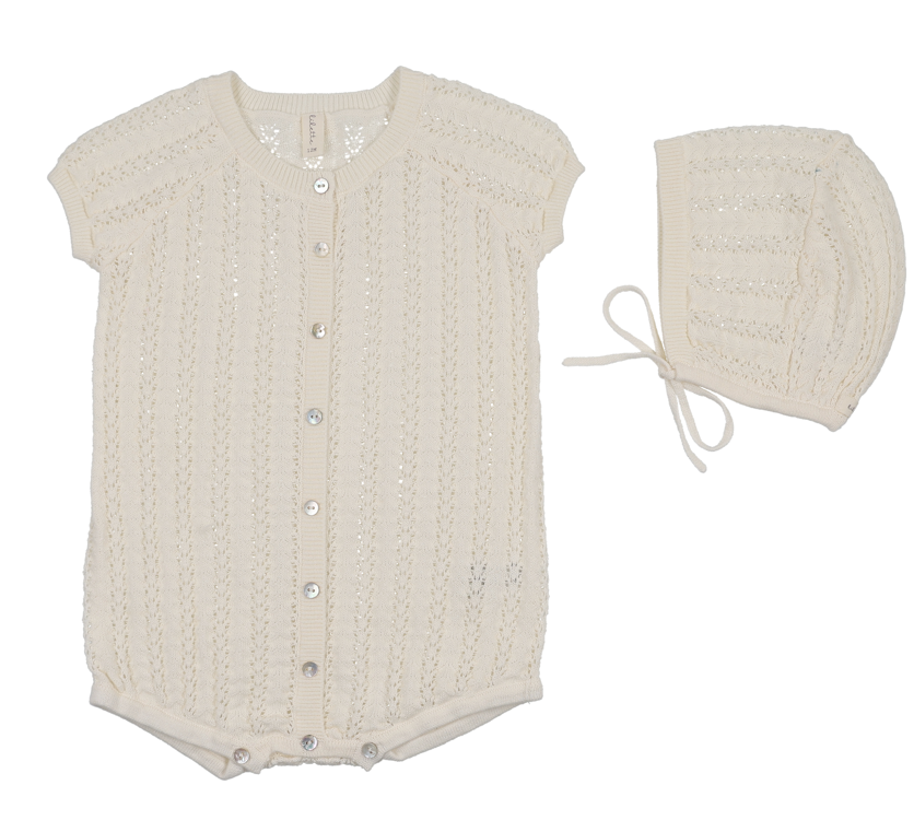 Lilette Crochet Knit Romper - Boys Cream