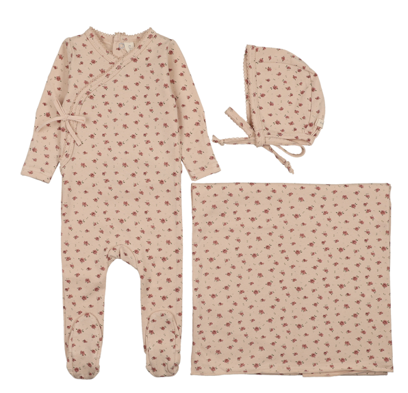 Lilette Printed Wrapover Layette Set - Petal