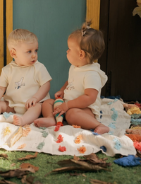 Bondoux Rainboots Ivory Romper - Peach