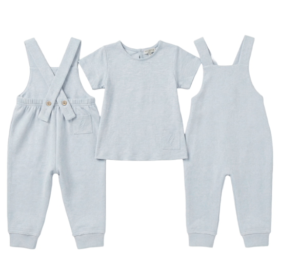 Little Fragile Solid Long Overalls - Blue