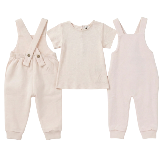 Little Fragile Solid Long Overalls - Blush