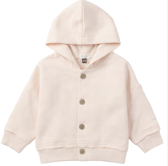 Little Fragile Solid Hooded Jacket- Blush