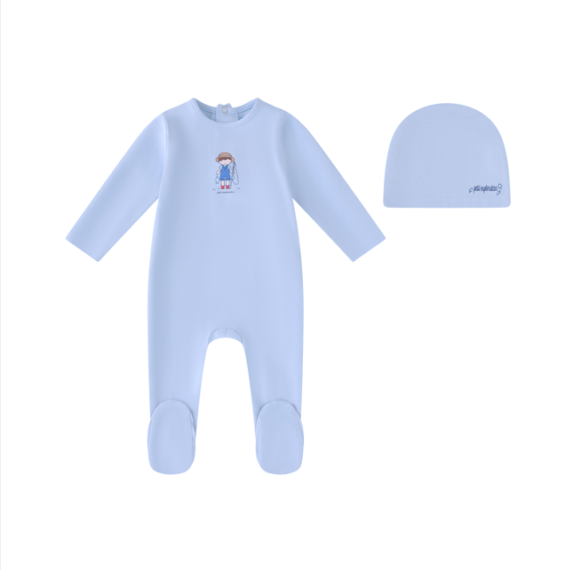 Minilabel Fisherman Footie & Hat - Light Blue