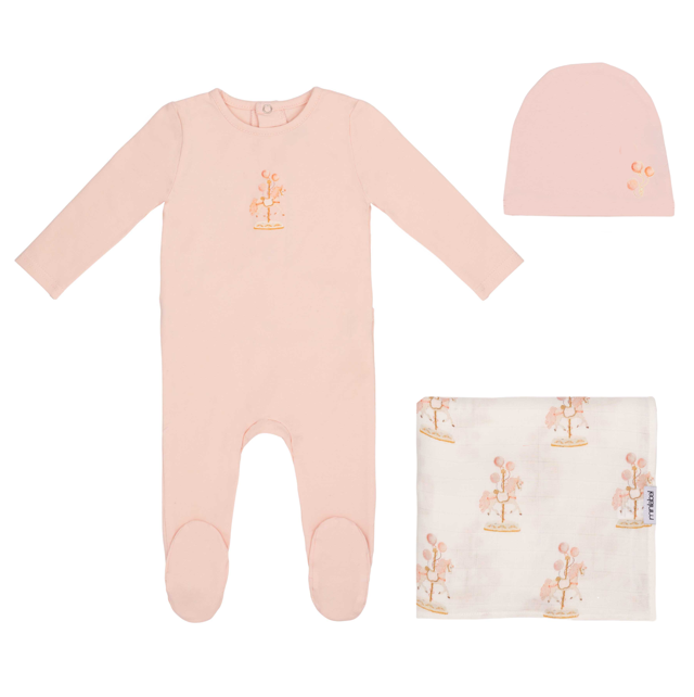 Minilabel Waterprint Carousel Layette Set - Pink