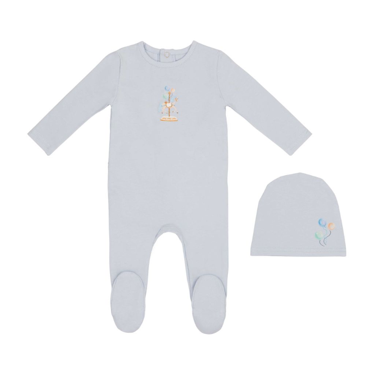 Minilabel Waterprint Carousel Footie & Hat - Blue