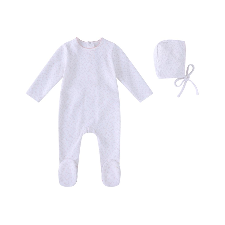 Minilabel All Over Floral Print Footie & Hat - Girls