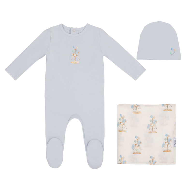 Minilabel Waterprint Carousel Layette Set - Blue