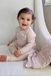 Little Threads Heirloom Vine Wrap Footie- Mauve