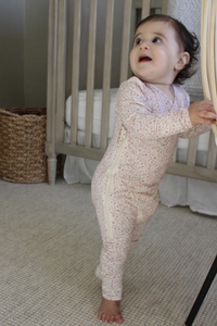 Little Threads Heirloom Vine Wrap Footie- Mauve