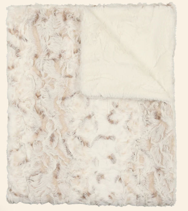Peluche Lux Fur Blanket Speckled Beige and Natural