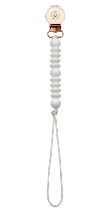Crystal Dreams Winter White Silicone Beaded Pacifier Clip