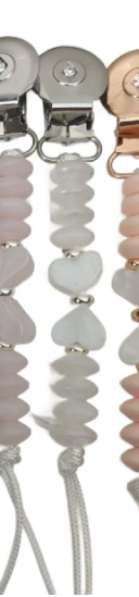 Crystal Dreams Winter White With White Marble Heart Pacifier Clip