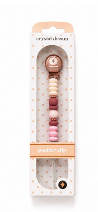 Crystal Dreams Pink Marble Silicone Beaded Pacifier Clip