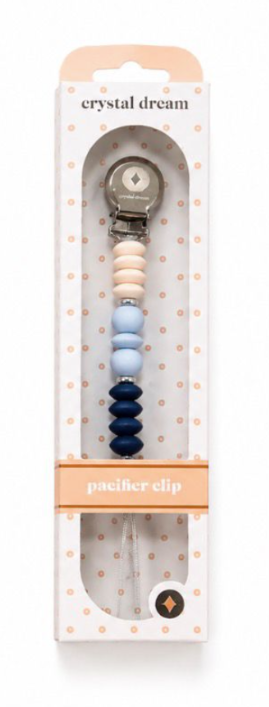 Crystal Dreams Shades Of Blue Silicone Beaded Pacifier Clip