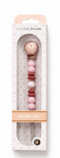 Crystal Dreams Pink Marble Silicone Beaded Pacifier Clip