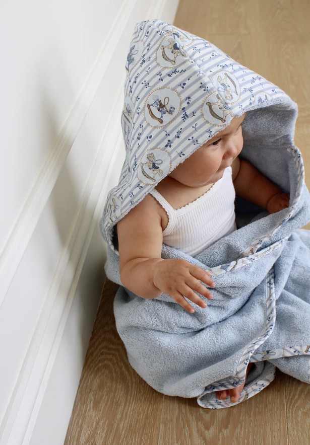 Little Threads Blue Rocking Horse Bath Towel