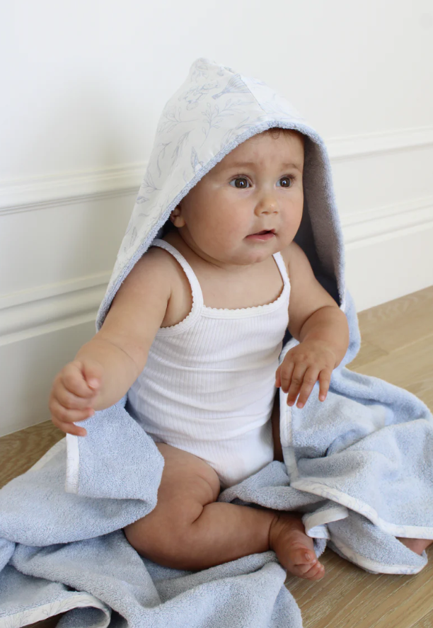 Little Threads Sky Blue Toile Bath Towel