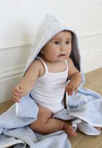 Little Threads Sky Blue Toile Bath Towel