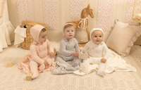 Bee & Dee All Things Baby Velour Footie & Bonnet - Dusty Blue