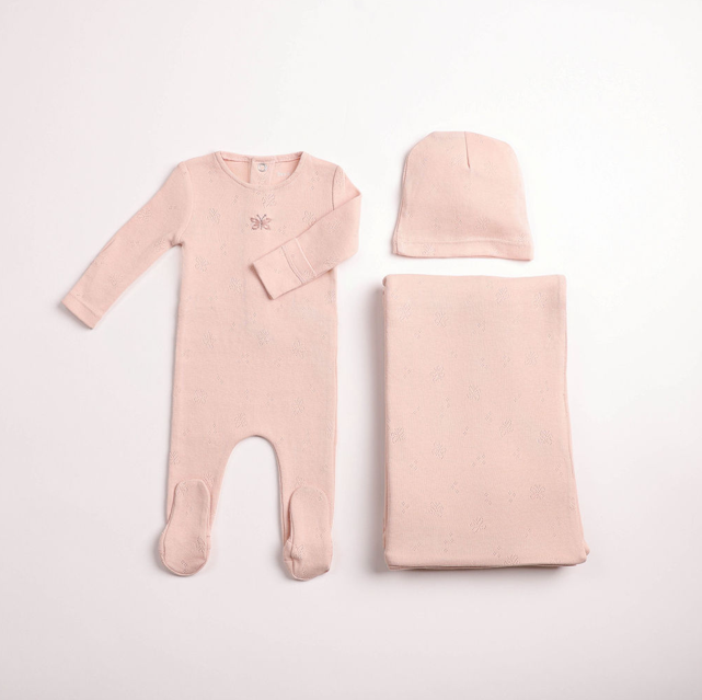 Bee & Dee Wings Pointelle Layette Set - Caramel