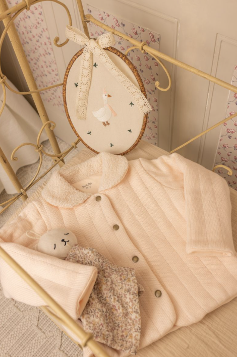 Bee & Dee Sherpa Collar Knit Jacket - Pastel Pink