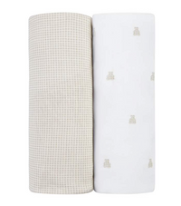 Elys & Co Gingham Bear 2 Pack Sheets - Tan