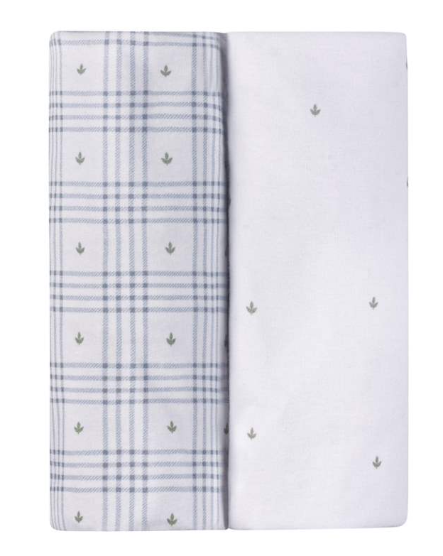 Elys & Co Floral Plaid 2 Pack Waterproof Sheets - Blue