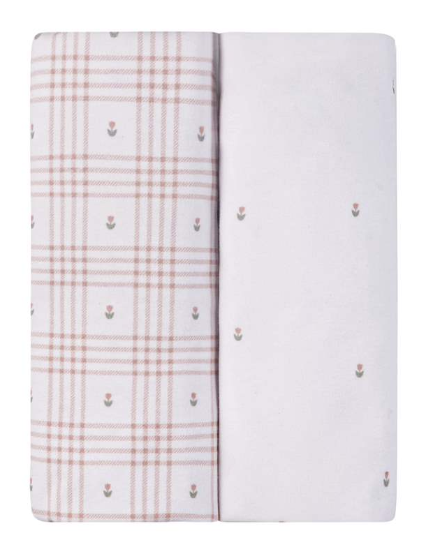 Elys & Co Floral Plaid 2 Pack Waterproof Sheets - Pink