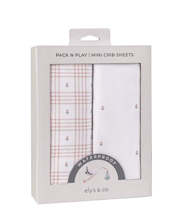 Elys & Co Floral Plaid 2 Pack Waterproof Sheets - Pink