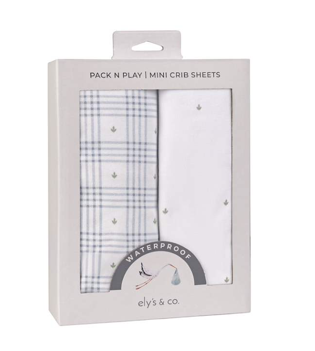 Elys & Co Floral Plaid 2 Pack Waterproof Sheets - Blue