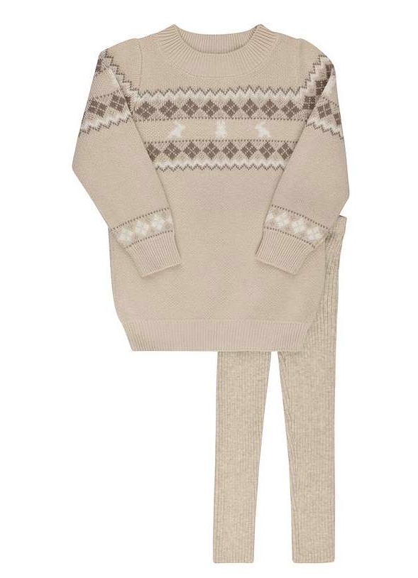 Looms Fair Isle Top & Pants - Taupe