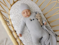 Aurora Embroidered Bear Footie - Blue