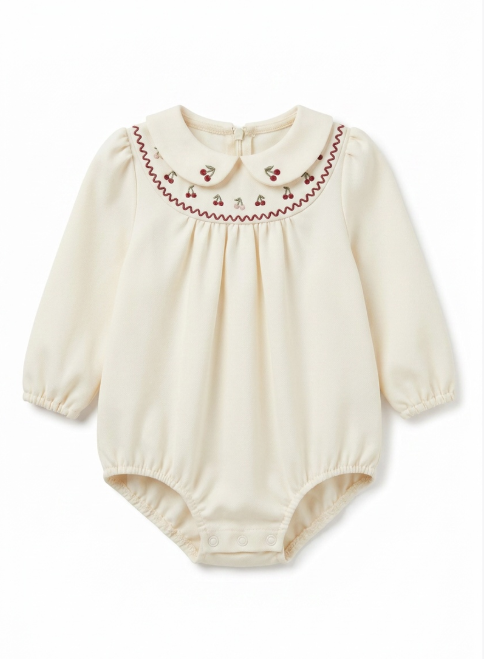 Jolie Capri Embroidered Cherry Collar Romper