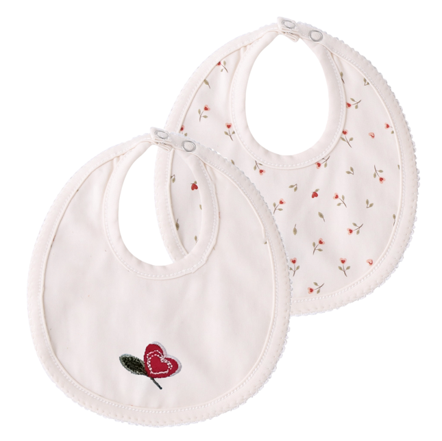 Minilabel Heart Kimono Bib - Cream