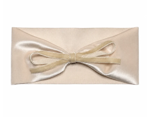 Bandeau Velvet Ribbon Bow Headband - Cream