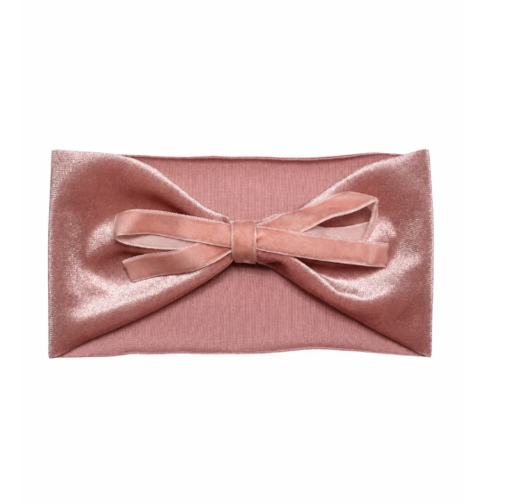Bandeau Velvet Ribbon Bow Headband - Mauve