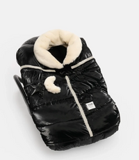 7 am Cocoon - Black Liquid Shine, Arctic White  Faux Fur
