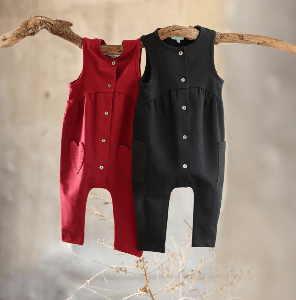 Mini P Textured Pocket Romper