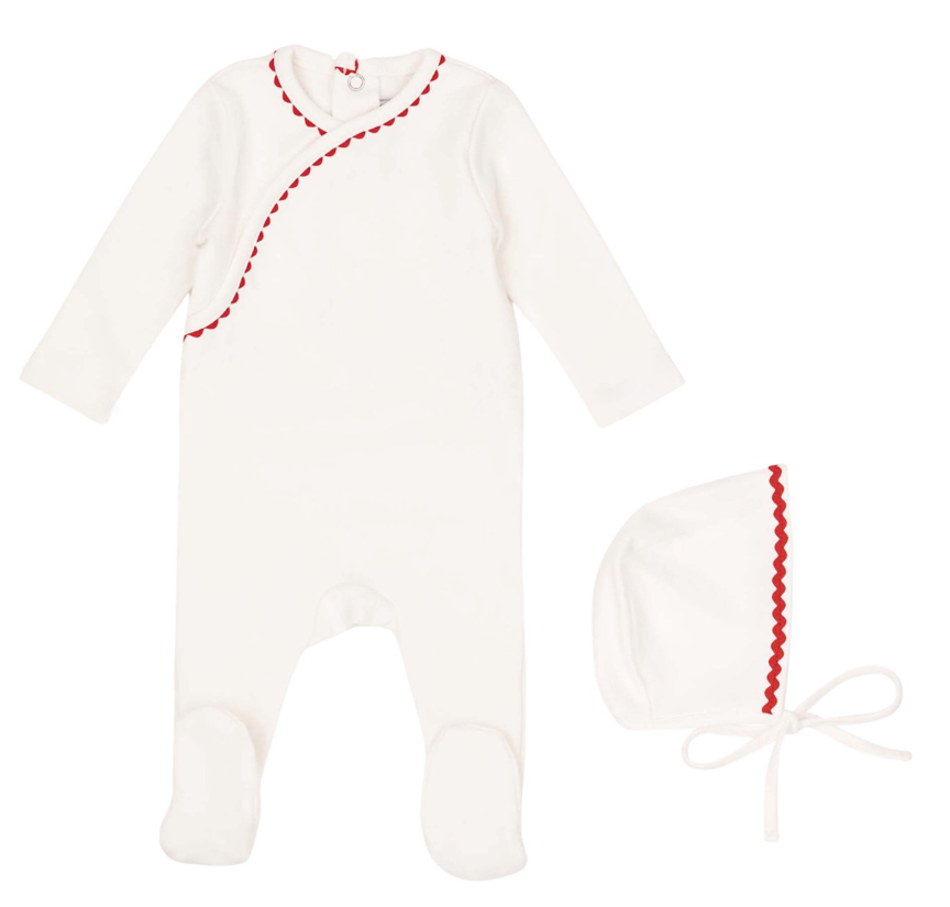 Minilabel Classic Ric Rac Footie and Hat- Red/White