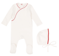 Minilabel Classic Ric Rac Footie and Hat- Red/White