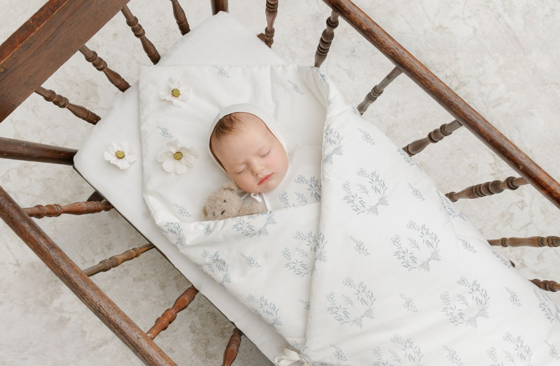 Peluche Botanical Baby Wrap Playmat - Blue