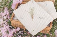 Peluche Floral Birds EMB Waffle Blanket
