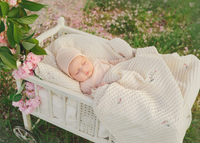 Peluche Floral Birds EMB Waffle Blanket